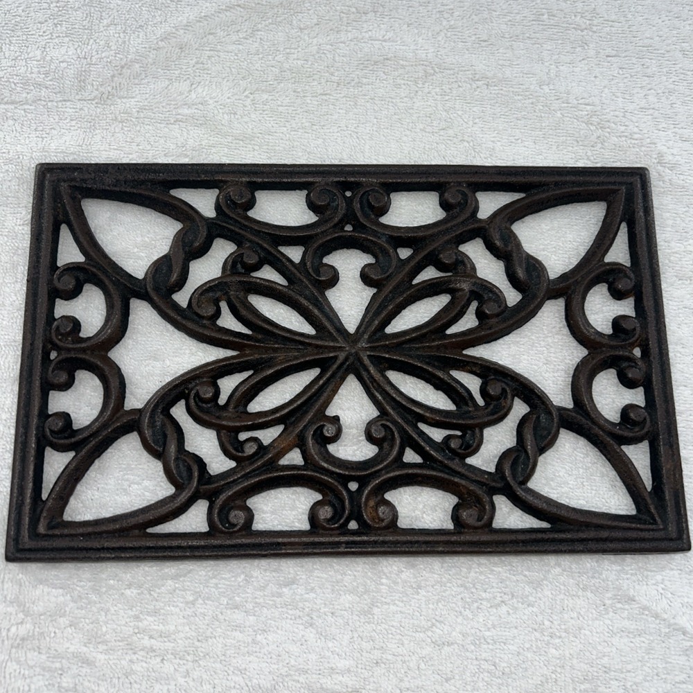 Cast Iron Trivet For Hot‎ Plate Kitchen Rectangle Rectangular Heavy Vintage Foot